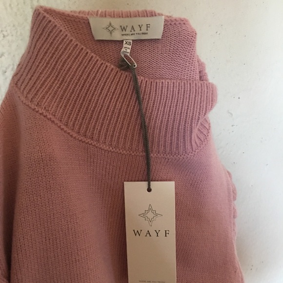 Wayf Pink Lola Puff Sleeve Sweater Mock Neck Dress - Picture 8 of 14